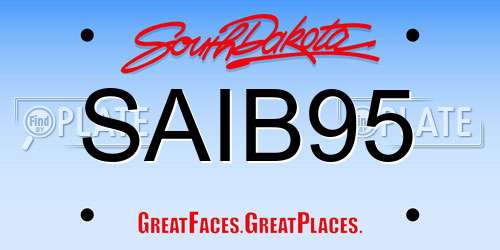 SAIB95 South Dakota License Plate