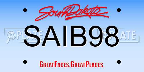 SAIB98 South Dakota License Plate