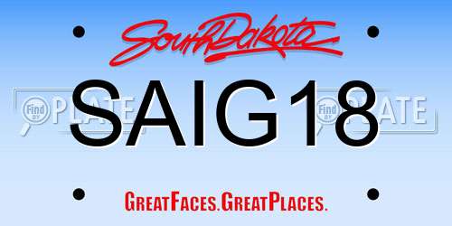 SAIG18 South Dakota License Plate