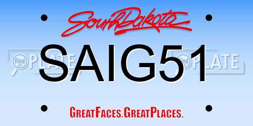 SAIG51 South Dakota License Plate