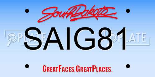 SAIG81 South Dakota License Plate