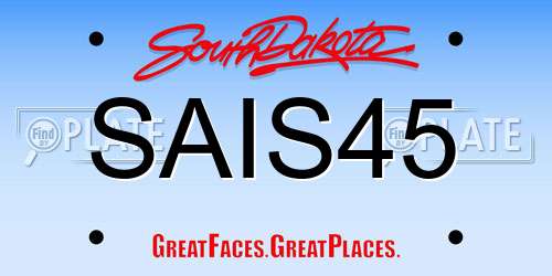 SAIS45 South Dakota License Plate