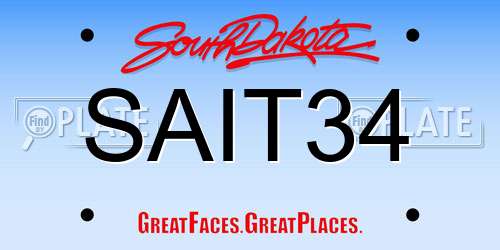 SAIT34 South Dakota License Plate
