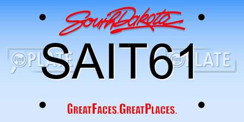 SAIT61 South Dakota License Plate