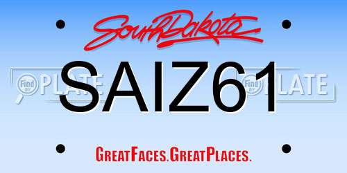 SAIZ61 South Dakota License Plate