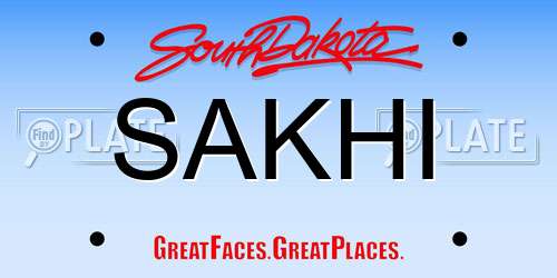 SAKHI South Dakota License Plate