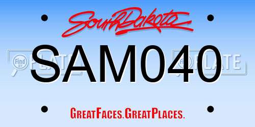 SAM040 South Dakota License Plate