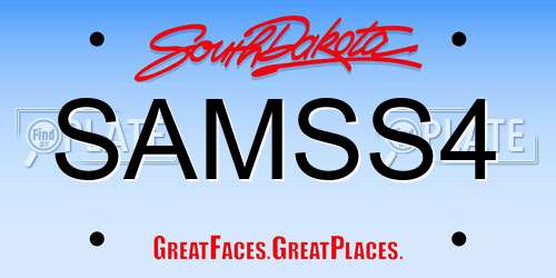 SAMSS4 South Dakota License Plate