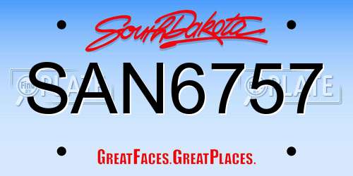 SAN6757 South Dakota License Plate