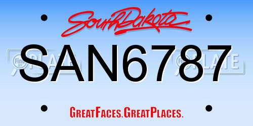 SAN6787 South Dakota License Plate