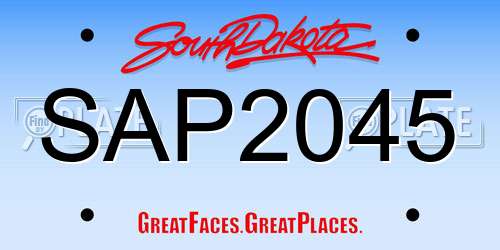 SAP2045 South Dakota License Plate