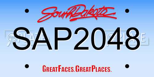 SAP2048 South Dakota License Plate
