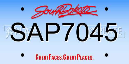 SAP7045 South Dakota License Plate