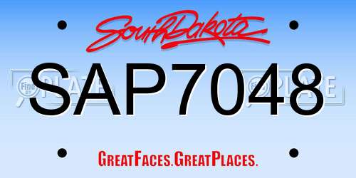 SAP7048 South Dakota License Plate