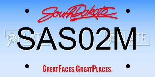 SAS02M South Dakota License Plate
