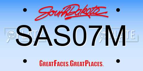 SAS07M South Dakota License Plate