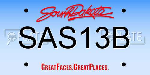 SAS13B South Dakota License Plate