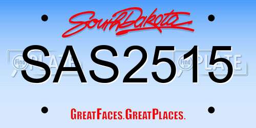 SAS2515 South Dakota License Plate