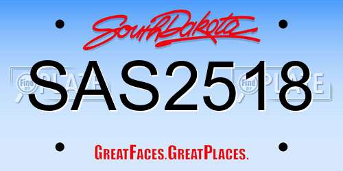 SAS2518 South Dakota License Plate