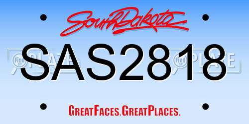 SAS2818 South Dakota License Plate