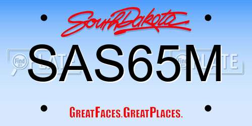 SAS65M South Dakota License Plate