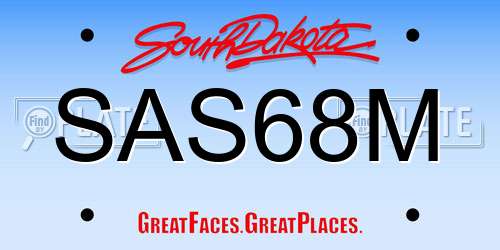 SAS68M South Dakota License Plate