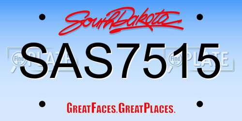 SAS7515 South Dakota License Plate