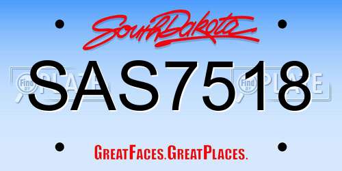SAS7518 South Dakota License Plate