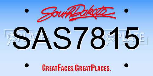 SAS7815 South Dakota License Plate