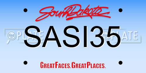 SASI35 South Dakota License Plate