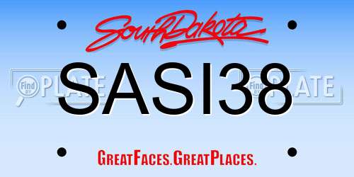 SASI38 South Dakota License Plate