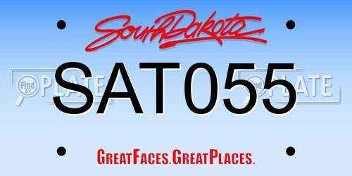 SAT055 South Dakota License Plate