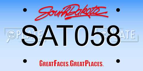 SAT058 South Dakota License Plate
