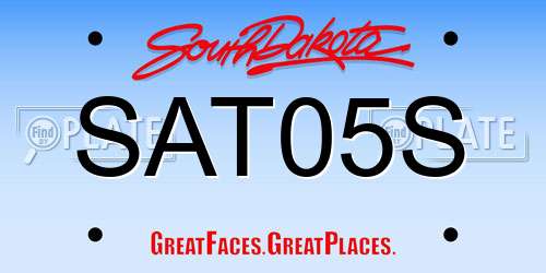 SAT05S South Dakota License Plate