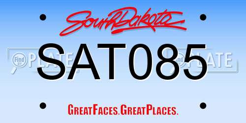SAT085 South Dakota License Plate