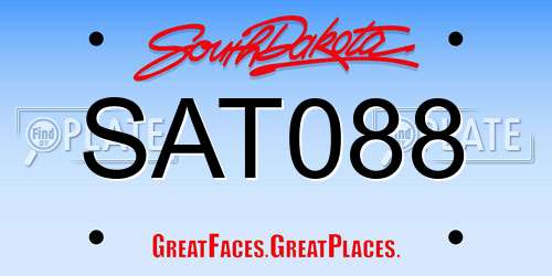 SAT088 South Dakota License Plate