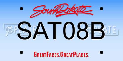 SAT08B South Dakota License Plate