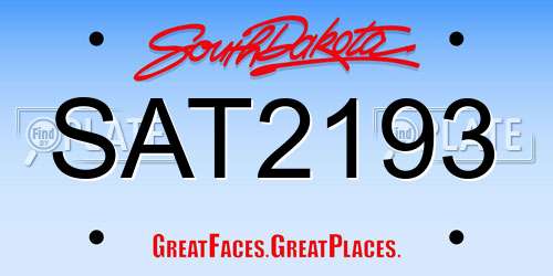 SAT2193 South Dakota License Plate