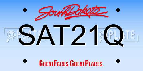 SAT21Q South Dakota License Plate