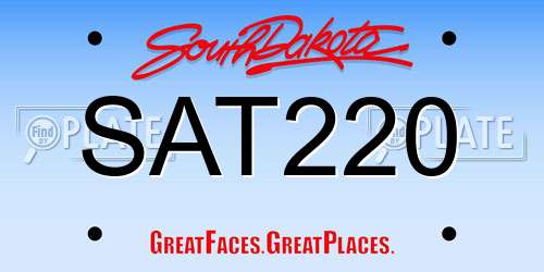 SAT220 South Dakota License Plate