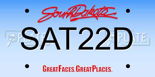 SAT22D South Dakota License Plate