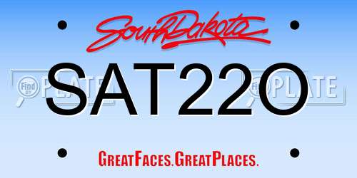 SAT22O South Dakota License Plate