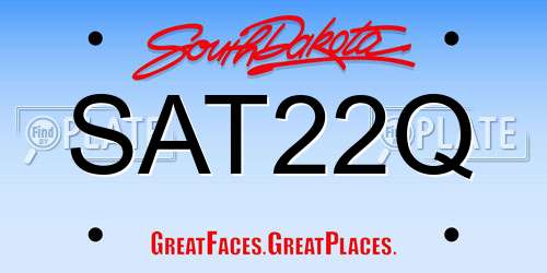 SAT22Q South Dakota License Plate