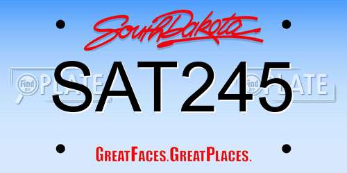 SAT245 South Dakota License Plate