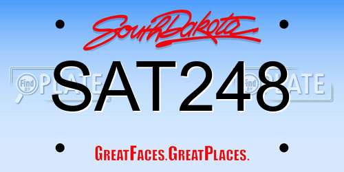 SAT248 South Dakota License Plate