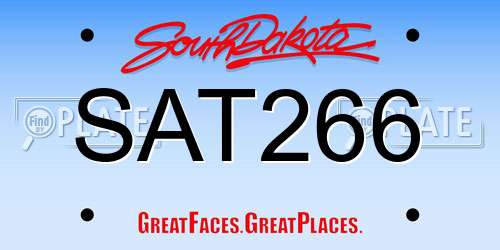 SAT266 South Dakota License Plate