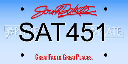 SAT451 South Dakota License Plate