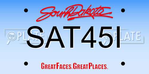 SAT45I South Dakota License Plate