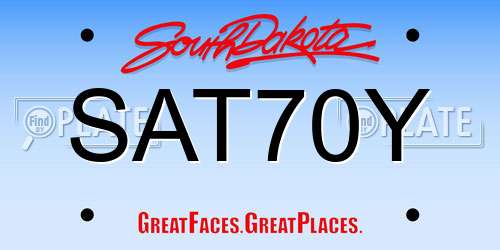 SAT70Y South Dakota License Plate