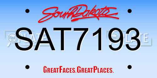 SAT7193 South Dakota License Plate